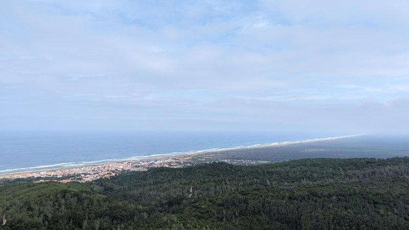 Wide aerial view of the Murtinheira coastline and surrounding hills. — Murtinheira (Beira), Figueira da Foz, Portugal
