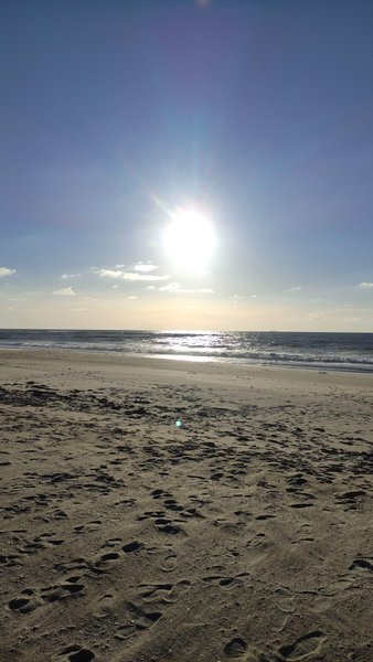 A wide sandy beach and the Atlantic ocean under a bright afternoon sun. — São Jacinto (Aveiro), Aveiro, Portugal