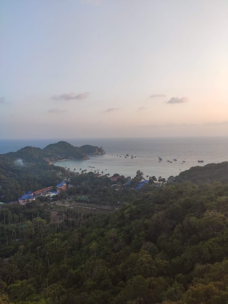 Elevated view of Chalok Baan Kao Bay showing the water and surrounding coastline. — Chalok Baan Kao Bay (Ko Tao), Ko Pha-ngan District, Thailand