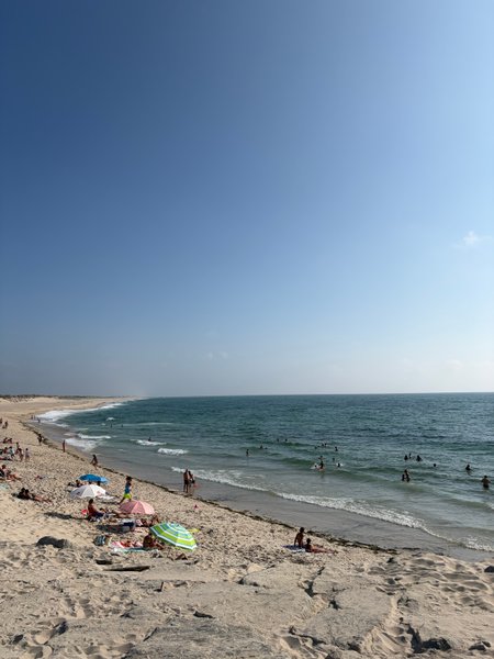 A wide view of Praia do Labrego showing the sandy beach and water conditions. — Praia do Labrego (Aveiro), Vagos, Portugal