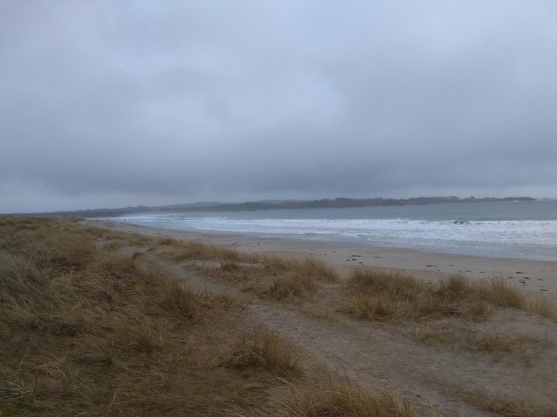 A wide view of the sandy beach and dunes at Solastranden under a cloudy sky. — Solastranden (Sola Coast), Sola, Norway