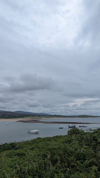 View of the causeway and water area at Mulranny under an overcast sky. — Mullranny Pier (Mulranny Coast), Mulranny, Westport-Belmullet Municipal District, Ireland