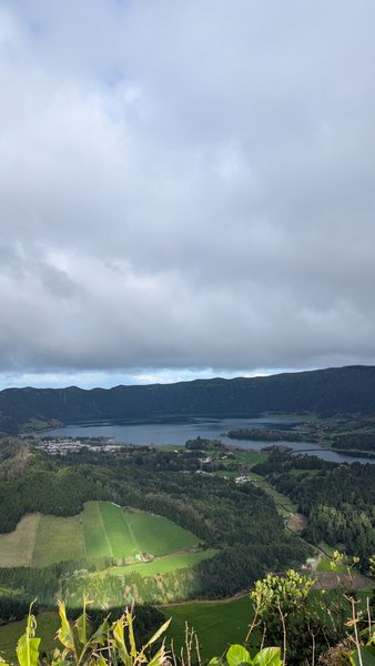 An aerial landscape view of the Sete Cidades twin lakes in São Miguel. — Sete Cidades (São Miguel), Ponta Delgada, Portugal