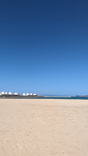 A wide view of the sandy beach and harbor in Tangier. — Tangier (Strait of Gibraltar Coast), Tangier, Morocco