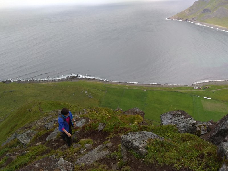 High-angle view of Unstad beach and the surrounding bay. — Unstad (Lofoten), Unstad, Norway